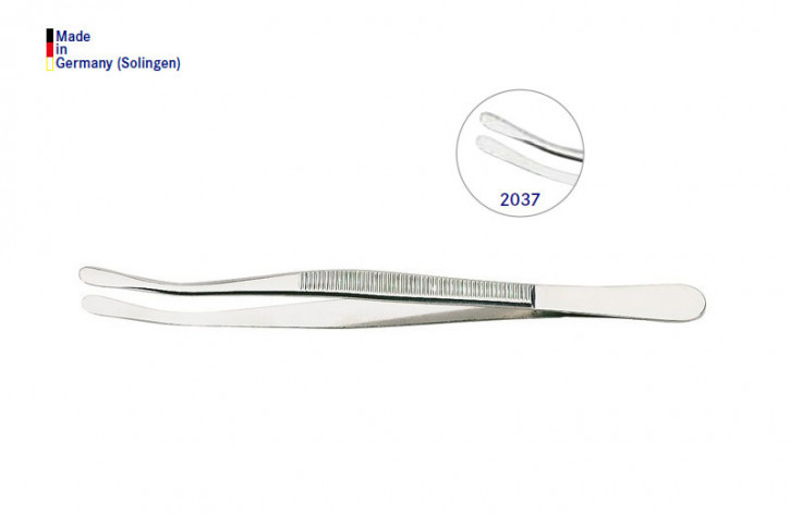 LINDNER Pinzette, vernickelt, 120 mm, mit abgebogenen breiten Löffeln.