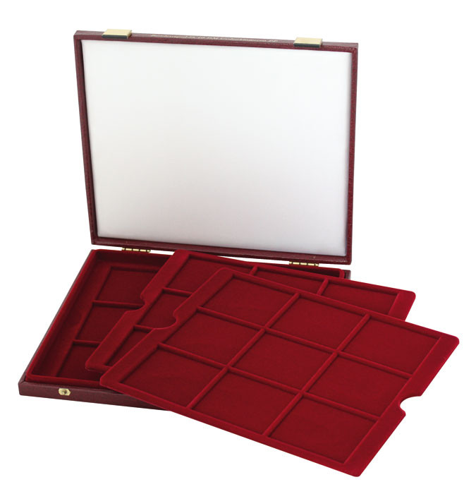 LINDNER Luxus-Kassette für 27 Stück original eingeschweißte 10 DM Gedenkmünzen, polierte Platte (70 x 62 mm)