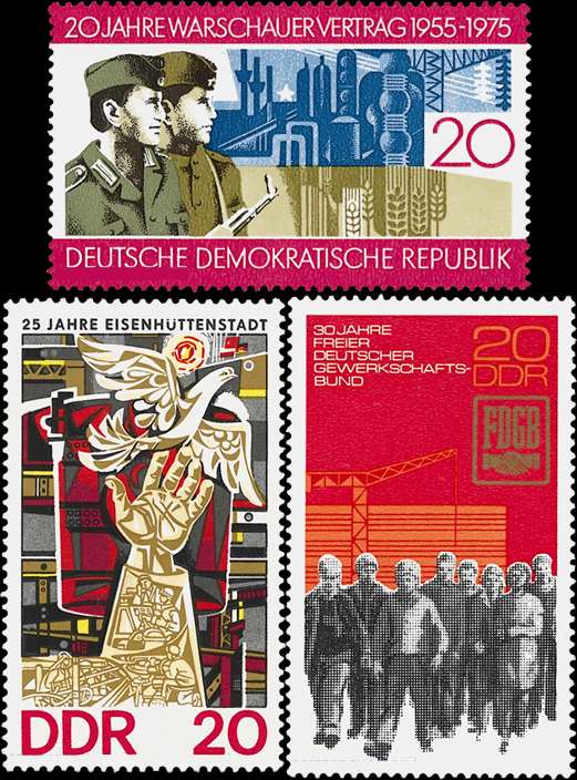 Briefmarken: DDR 1975, Mi.Nr. 2043, 2053, 2054, Postfrisch