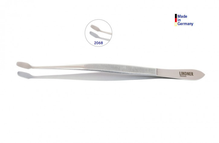 LINDNER Edelstahl-Pinzette, 150 mm, mit abgebogenen Schaufeln