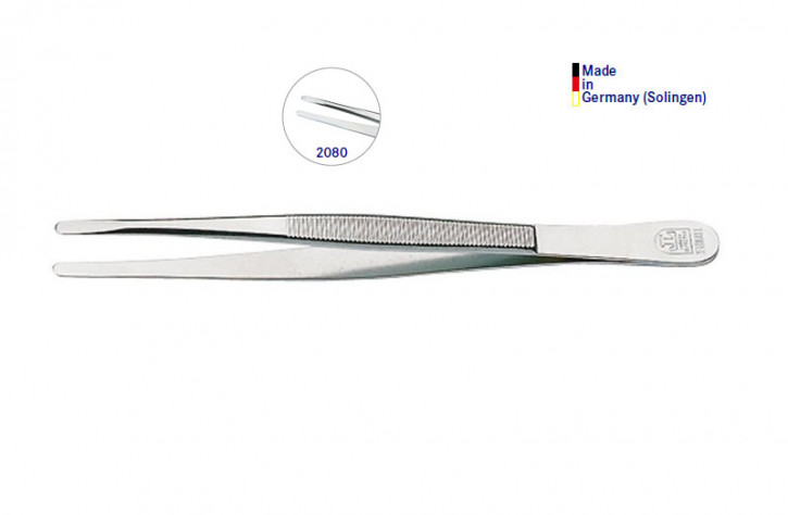 LINDNER Pinzette, vernickelt, 120 mm, mit abgerundeten Spitzen. im Kunststoffetui