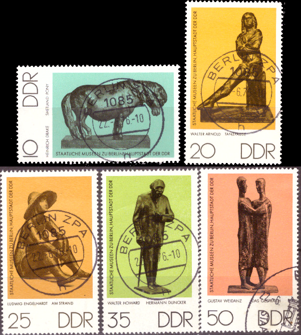 Briefmarken: DDR 1976, Mi.Nr. 2141-2145, Staatliche Museen Berlin: Bronzeplastiken. Gestempelt