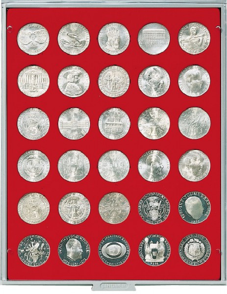 LINDNER Münzbox STANDARD mit 30 runden Vertiefungen für Münzen mit Ø34 mm