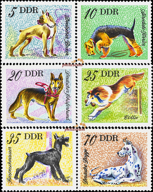 Briefmarken: DDR 1976, Mi.Nr. 2155-2160, Hunderassen. Postfrisch