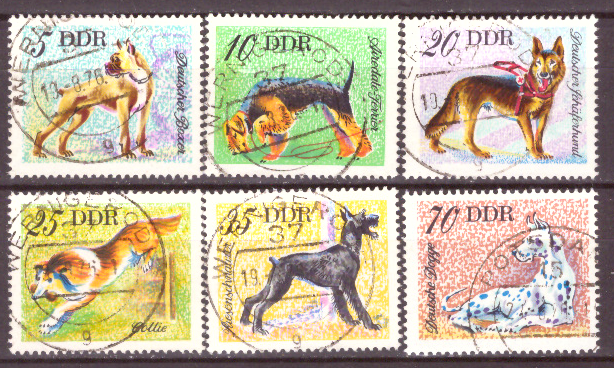 Briefmarken: DDR 1976, Mi.Nr. 2155-2160, Hunderassen. Gestempelt