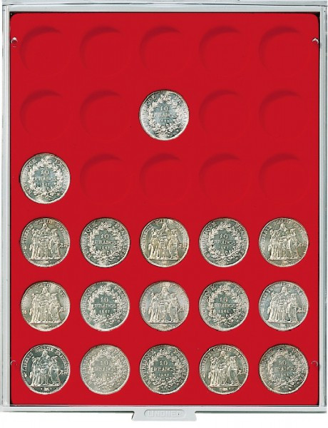 LINDNER Münzbox STANDARD mit 30 runden Vertiefungen für Münzen mit Ø37 mm
