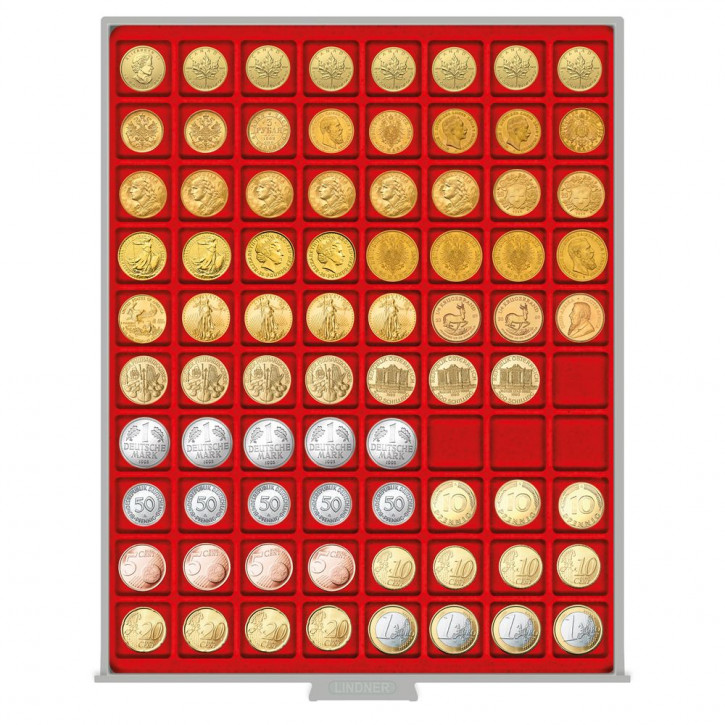 LINDNER Münzbox STANDARD mit 80 quadratischen Fächern für Münzen/Münzkapseln bis Ø24 mm