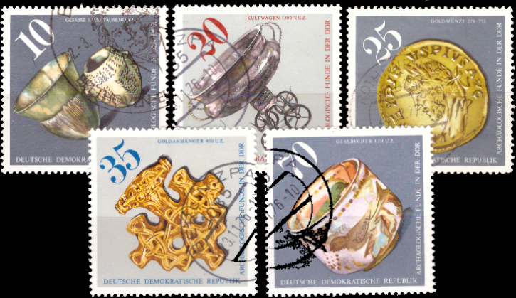Briefmarken: DDR 1976, Mi.Nr. 2182-2186, Archäologische Funde in der DDR. Gestempelt