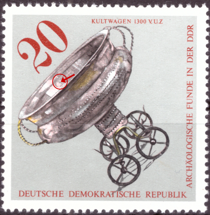 Briefmarken: DDR 1976, Mi.Nr. 2183 I Feld 21, Plattenfehler I (zusätzlicher heller Fleck im Kelch unter der "2" der Wertangabe "20"), Postfrisch