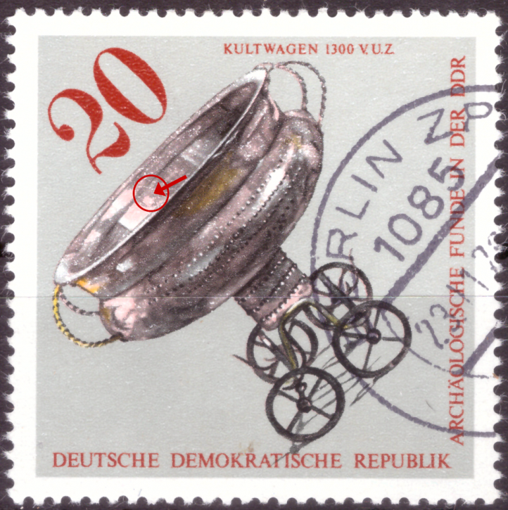 Briefmarken: DDR 1976, Mi.Nr. 2183 I Feld 21, Plattenfehler I (zusätzlicher heller Fleck im Kelch unter der "2" der Wertangabe "20"), Gestempelt