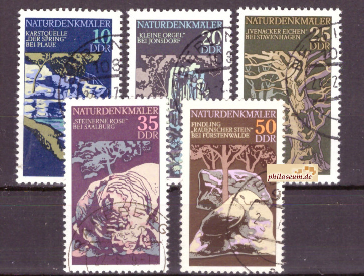 Briefmarken: DDR 1977, MiNr. 2203-2207, Naturdenkmäler, Gestempelt