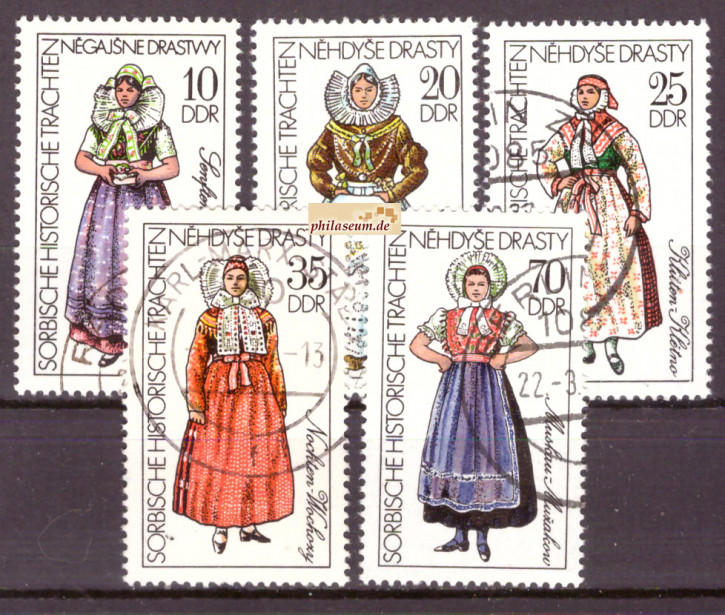 Briefmarken: DDR 1977, MiNr. 2210-2214, Sorbische Trachten, Gestempelt