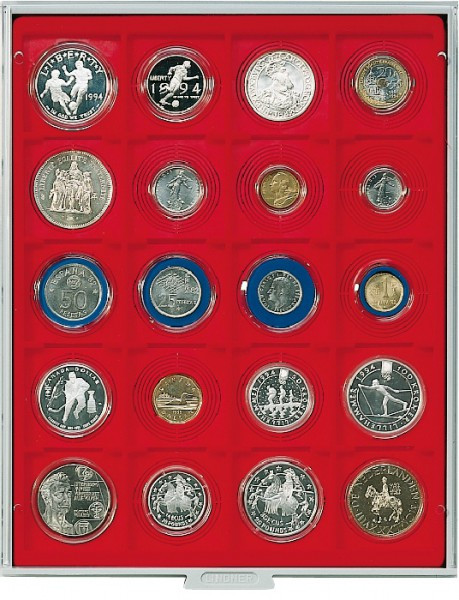 LINDNER Münzbox STANDARD mit 20 quadratischen Fächern für LINDNER Münzbox-Inletts 51x51 mm