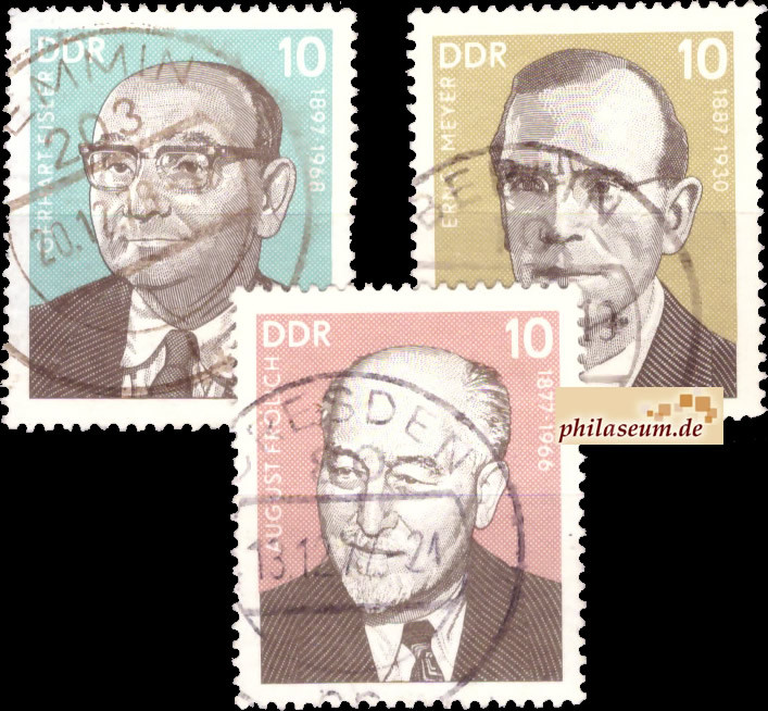 Briefmarken: DDR 1977, MiNr. 2264-2266, Persönlichkeiten der deutschen Arbeiterbewegung (VI), Gestempelt