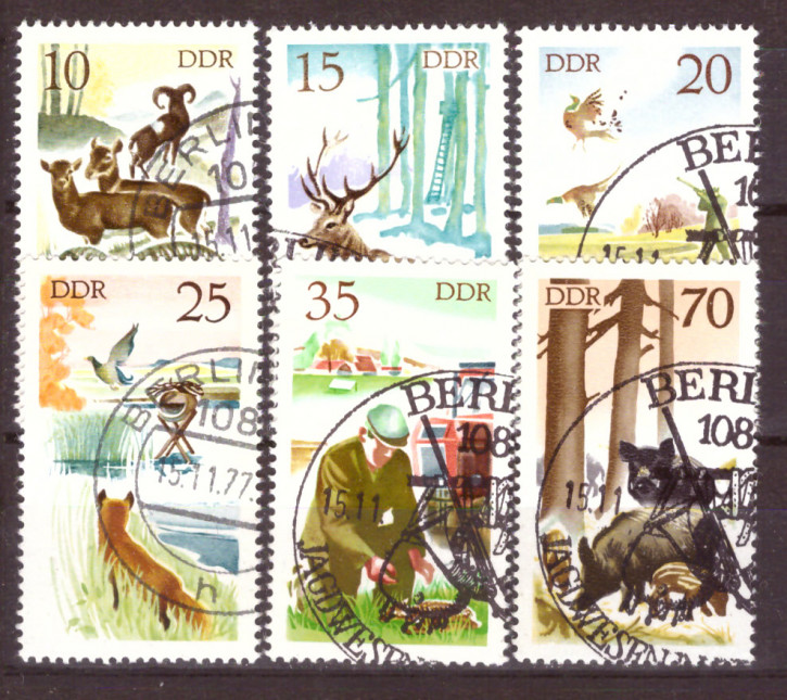 Briefmarken: DDR 1977, Mi.Nr. 2270-2275, Jagdwesen, Gestempelt