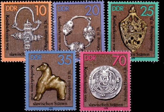 Briefmarken: DDR 1978, Mi.Nr. 2303-2307, Kostbarkeiten von slawischen Stätten. Postfrisch