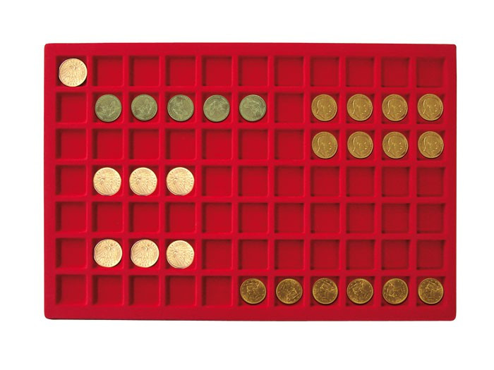 Lindner Tableau für 77 Münzen bis 24 mm Ø, rot
