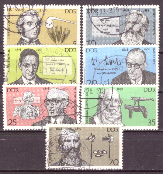 Briefmarken DDR 1978, Mi.Nr. 2336-2342, Bedeutende Persönlichkeiten (VI). Gestempelt
