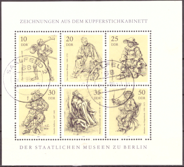 Briefmarken DDR 1978, Mi.Nr. 2347-2352 Kleinbogen, Kupferstichkabinett. Gestempelt