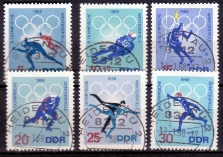Briefmarken DDR 1968, Mi. Nr. 1335-1340, Olympia Grenoble, Gestempelt