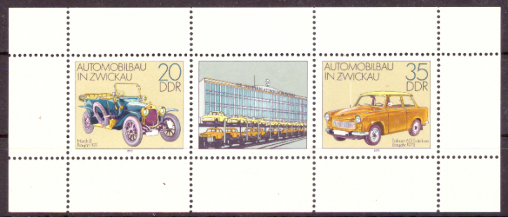 Briefmarken: DDR 1979 Mi.Nr. 2412-2413 Kleinbogen, Automobilbau in Zwickau. Postfrisch
