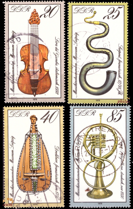 Briefmarken: DDR 1979 Mi.Nr. 2445 - 2448, Musikinstrumenten-Museum Leipzig. Gestempelt