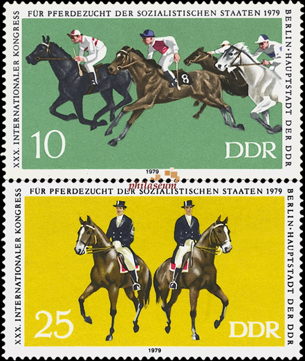 Briefmarken: DDR 1979 Mi.Nr. 2449- 2450, Pferdezucht der sozialistischen Staaten. Postfrisch