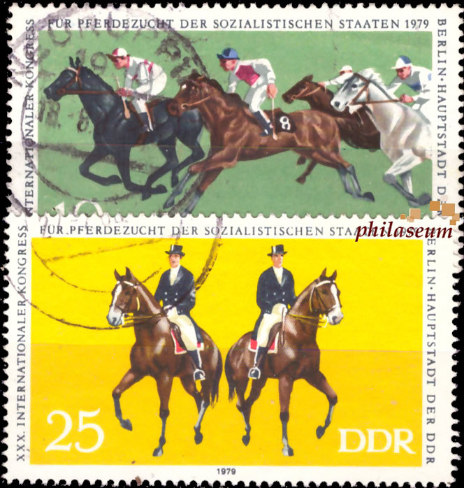 Briefmarken: DDR 1979 Mi.Nr. 2449- 2450, Pferdezucht der sozialistischen Staaten. Gestempelt