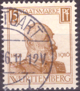 Dienstmarken Altdeutschland Württemberg 1916, Mi. Nr. D 244, König Willhelm II, Gestempelt