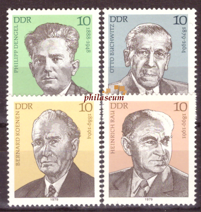 Briefmarken DDR 1979, Mi.Nr. 2454-2457, Persönlichkeiten der deutschen Arbeiterbewegung (VII). Postfrisch