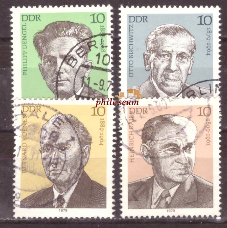 Briefmarken DDR 1979, Mi.Nr. 2454-2457, Persönlichkeiten der deutschen Arbeiterbewegung (VII). Gestempelt