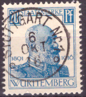 Dienstmarken Altdeutschland Württemberg 1916, Mi. Nr. D 245, König Willhelm II, Gestempelt