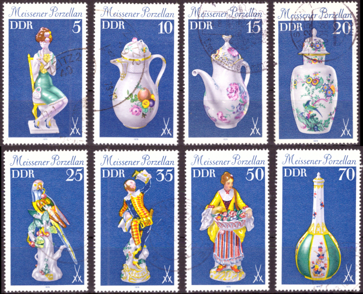 Briefmarken DDR 1979, Mi.Nr. 2464-2471, Meißner Porzellan (I), Gestempelt