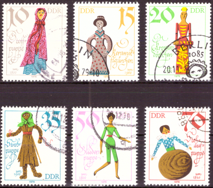 Briefmarken: DDR 1979 Mi.Nr. 2472 - 2477, Historische Puppen. Gestempelt