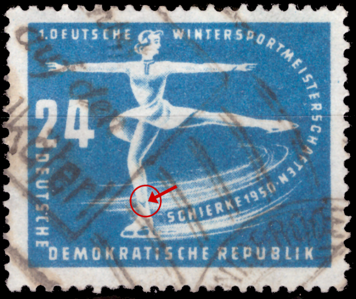 Briefmarken DDR 1950 Mi.Nr. 247 I, Plattenfehler I (Haken statt Strich unten am Bein), Gestempelt