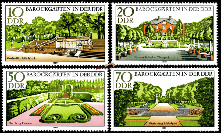 Briefmarken DDR 1980, Mi.Nr. 2486-2489, Barockgärten. Postfrisch.