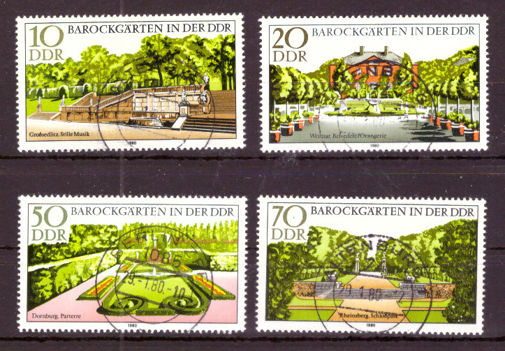 Briefmarken DDR 1980, Mi.Nr. 2486-2489, Barockgärten. Gestempelt.