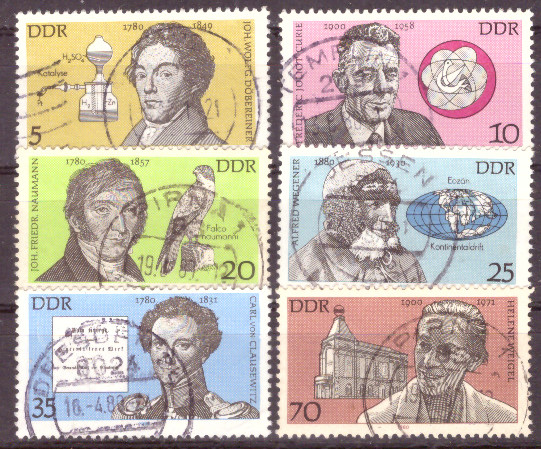 Briefmarken DDR 1980, Mi.Nr. 2492-2497, Bedeutende Persönlichkeiten (VIII). Gestempelt
