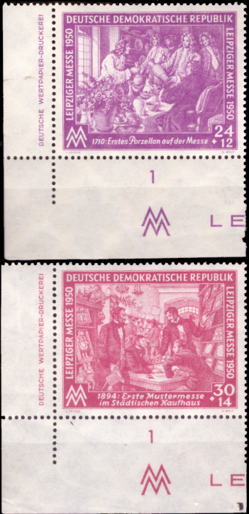 Briefmarken DDR 1950 Mi.Nr. 248-249 DZ (Druckereizeichen),  Postfrisch