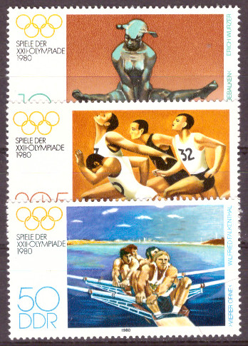 Briefmarken DDR 1980, Mi.Nr. 2503 - 2505, Olympische Sommerspiele, Moskau (I). Postfrisch.