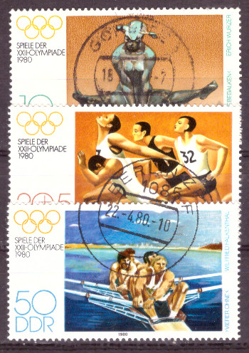Briefmarken DDR 1980, Mi.Nr. 2503 - 2505, Olympische Sommerspiele, Moskau (I). Gestempelt.