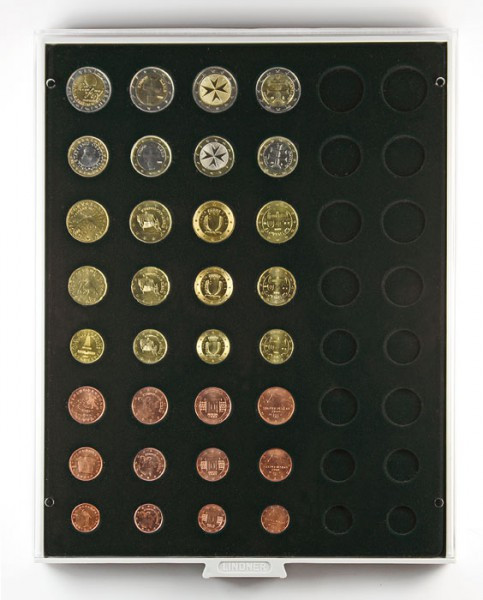 LINDNER Münzbox CARBO für 6 Euro-Kursmünzensätze