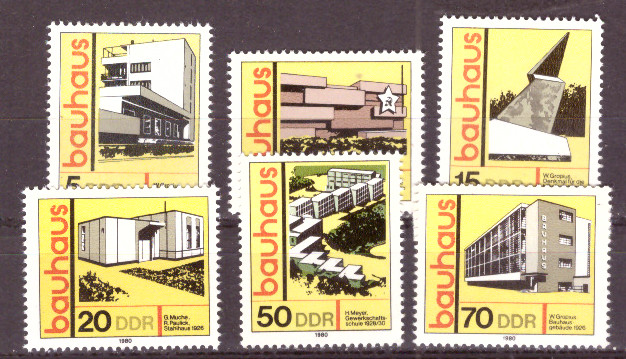 Briefmarken DDR 1980, Mi.Nr. 2508 - 2513, Bauwerke im bauhaus-Stil.. Postfrisch.