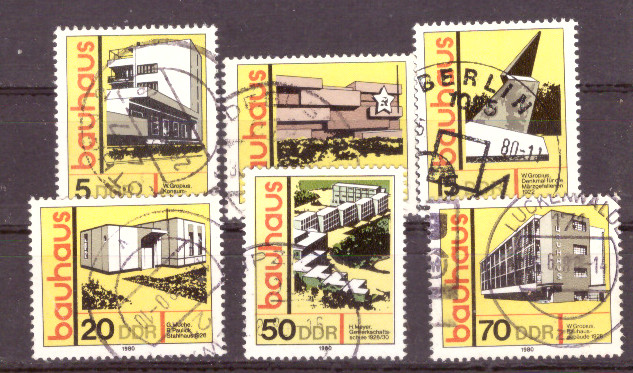 Briefmarken DDR 1980, Mi.Nr. 2508 - 2513, Bauwerke im bauhaus-Stil.. Gestempelt.