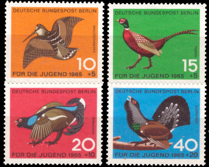 Briefmarken Berlin 1965, Mi.Nr. 250-253, Jugend: Jagdbares Federwild.. Postfrisch