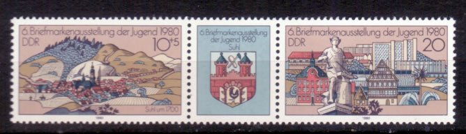 Briefmarken DDR 1980, Mi.Nr. 2532-2533 (WZd454 Dreierstreifen), Briefmarkenausstellung, Postfrisch