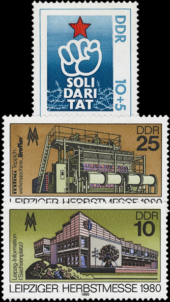 Briefmarken DDR 1980, Mi.Nr. 2539-2540, 2548. Postfrisch.