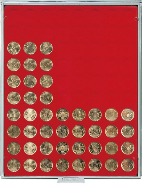 LINDNER Münzbox STANDARD mit 80 runden Vertiefungen für Münzen mit Ø20 mm