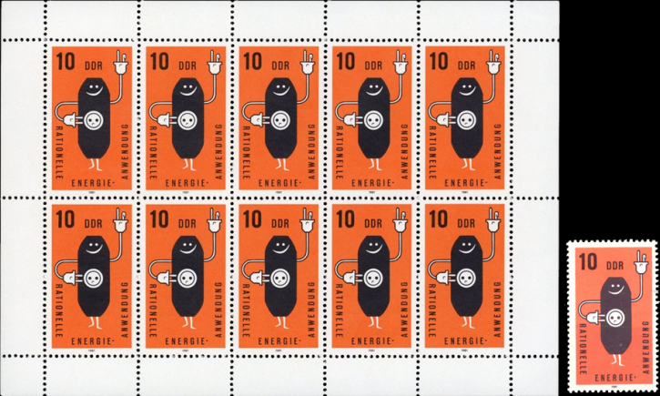 Briefmarken: DDR 1981, Mi.Nr. 2601 Kleinbogen + Einzelmarke, Rationelle Energieanwendung. Postfrisch