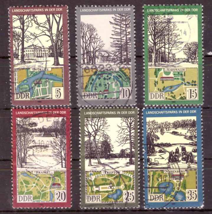 Briefmarken: DDR 1981, Mi.Nr. 2611-2616, Landschaftsparks, Gestempelt